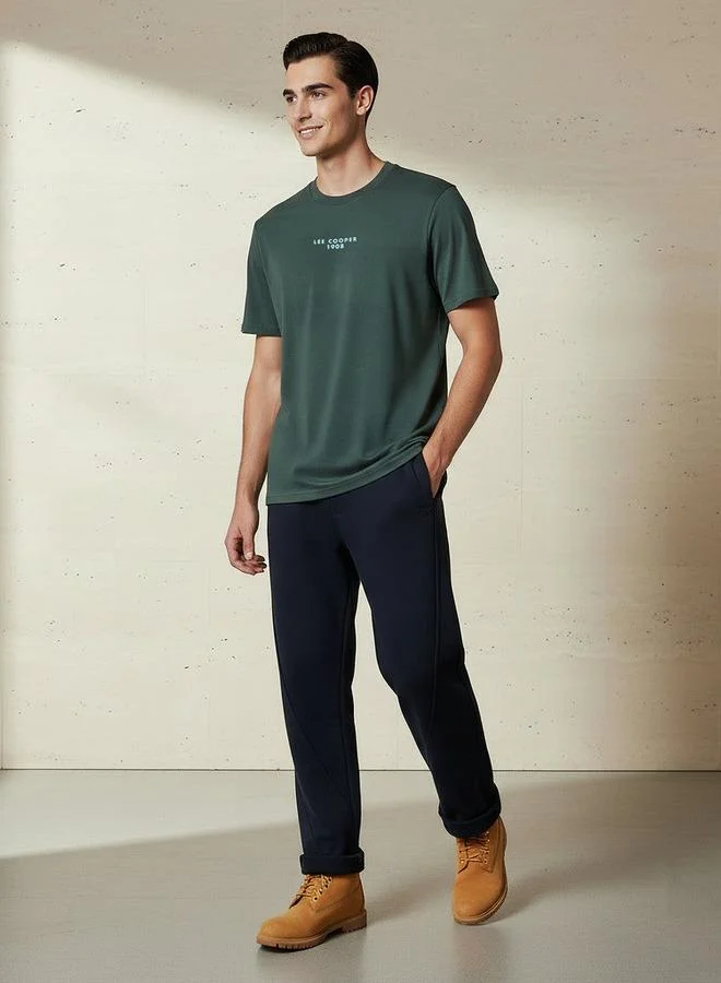 لي كوبر Lee Cooper Men Regular Fit Crew Neck Short Sleeve Printed T-shirt